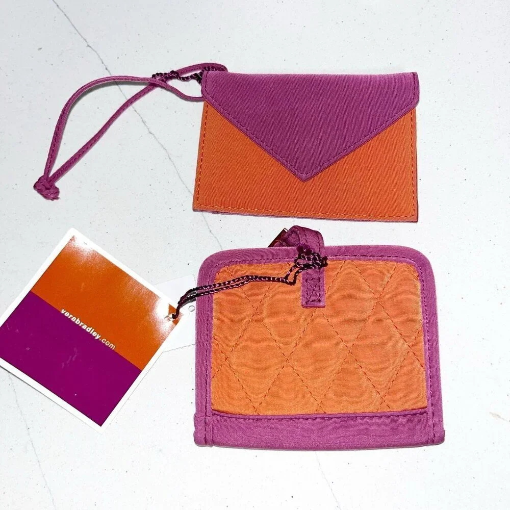 NWT Vera Bradley Luggage Tag and Cards & Cuties Wallet Magenta/Spice pattern